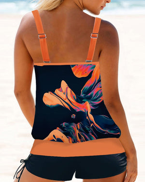 Eleganter bedruckter Tankini-Badeanzug