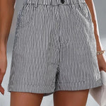 Gestreifte Hochtaillen-Shorts