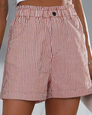 Gestreifte Hochtaillen-Shorts