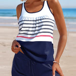 Gestreifter Tankini-Badeanzug mit Druckdesign