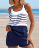 Gestreifter Tankini-Badeanzug mit Druckdesign