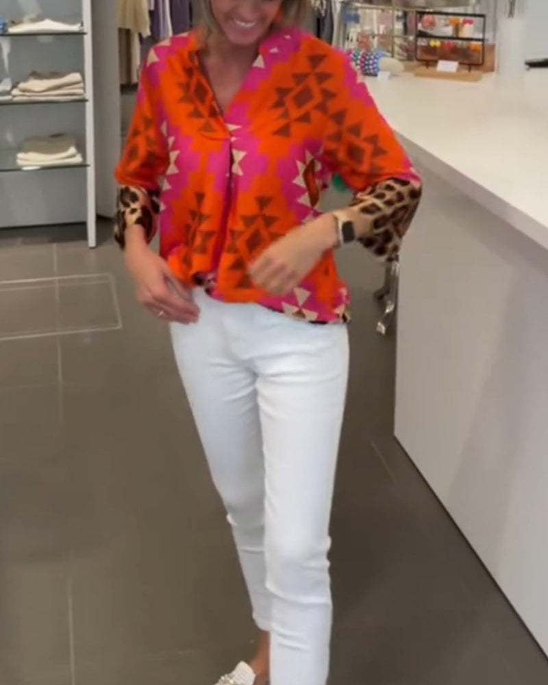 Lässige Bluse mit geometrischem Leopardenmuster - kleiderkultausberlin