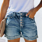 Mittlere Taille Denim Shorts