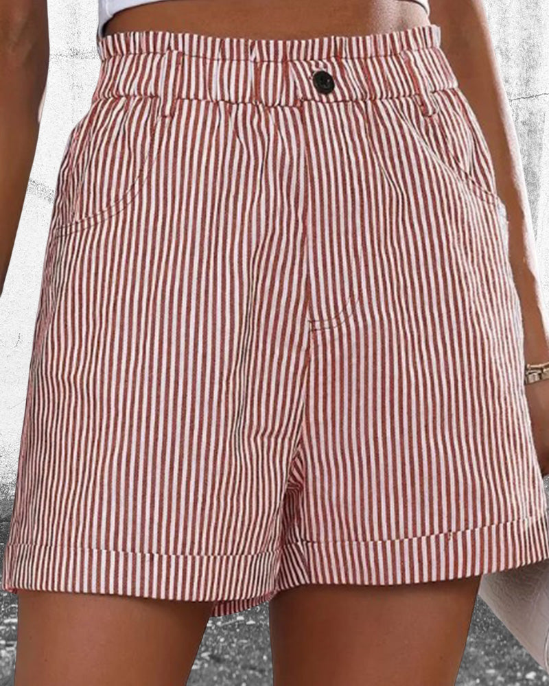 Gestreifte Hochtaillen-Shorts