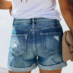 Mittlere Taille Denim Shorts