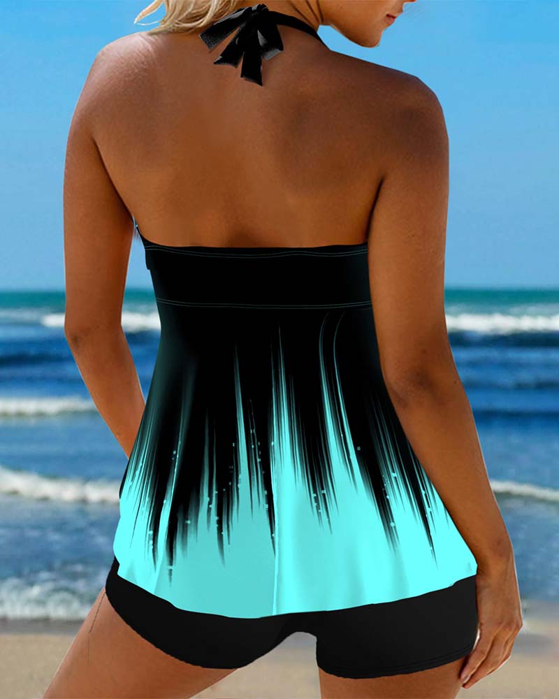 Ombre print halter neck tankini - kleiderkultausberlin