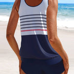 Gestreifter Tankini-Badeanzug mit Druckdesign