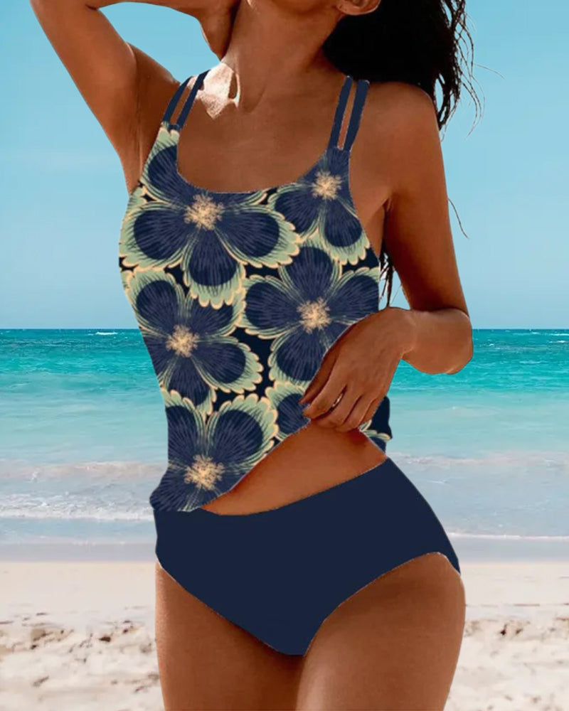 Sling-tankini mit blumenmuster - kleiderkultausberlin