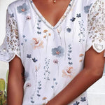 Bluse mit Lace-Patch und Druck - kleiderkultausberlin